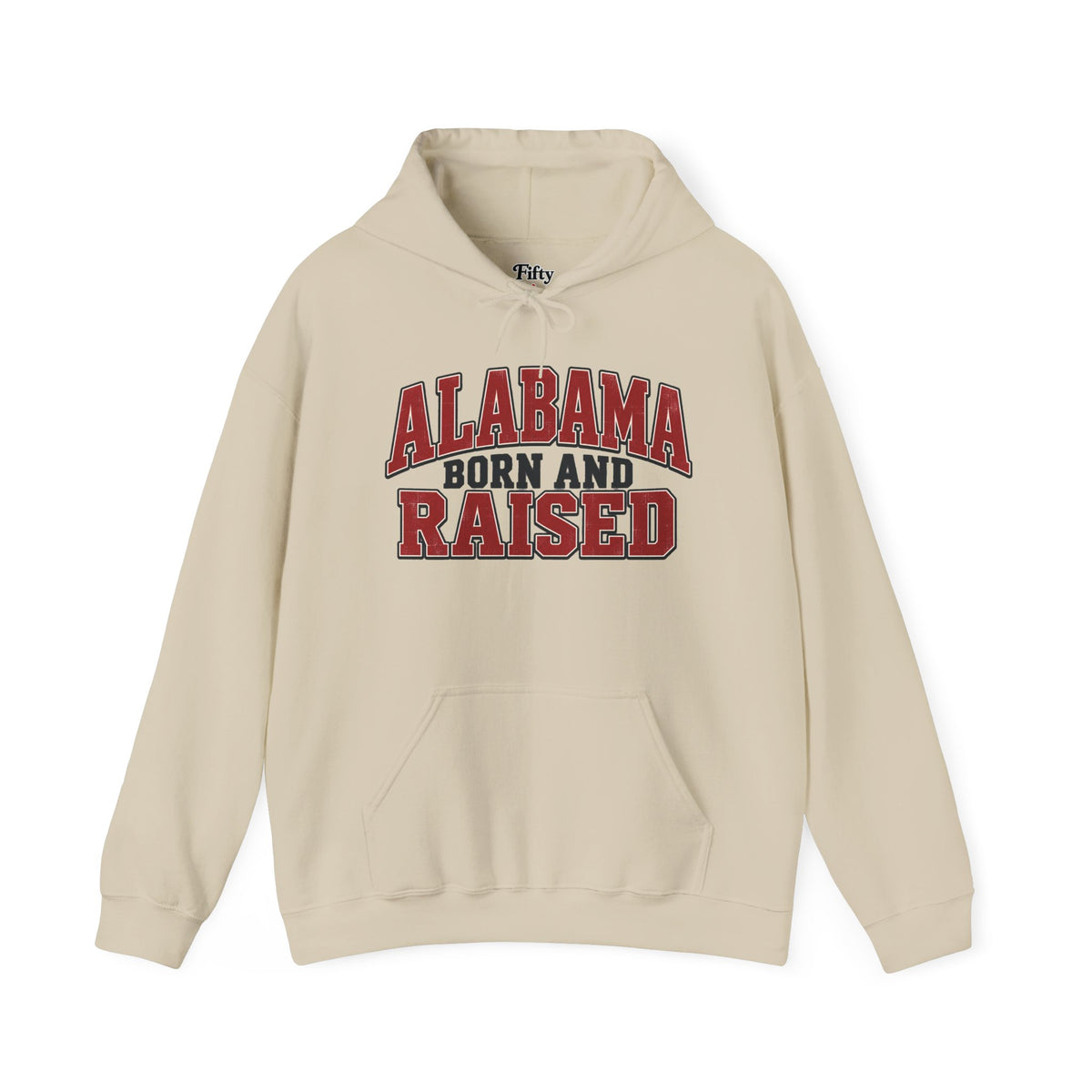 Alabama Born and Raised Unisex Hoodie State Name Graphic