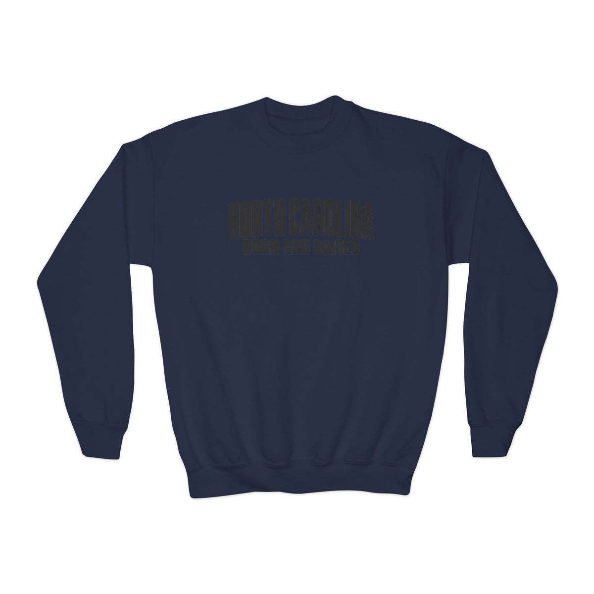 North Carolina Born and Raised Minimal Heritage Unisex Youth Crewneck Sweatshirt Graphic