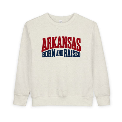 Arkansas Born and Raised Bold Vintage State Pride Unisex Toddler Sweatshirt