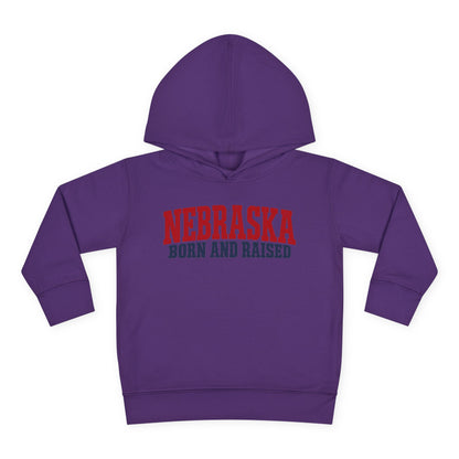 Nebraska Born and Raised Rugged Workwear Unisex Toddler Pullover Fleece Hoodie