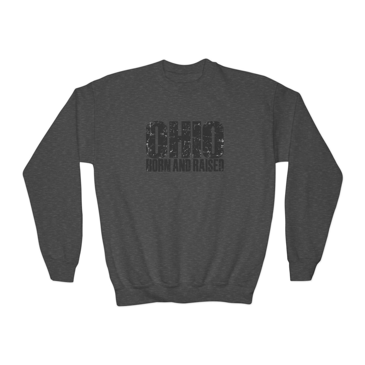 Ohio Born and Raised Modern Midwest Streetwear Unisex Youth Crewneck Sweatshirt Graphic