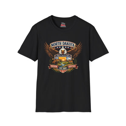 North Dakota Americana Eagle Unisex Softstyle T Shirt State Pride Graphic Tee Collections FS03
