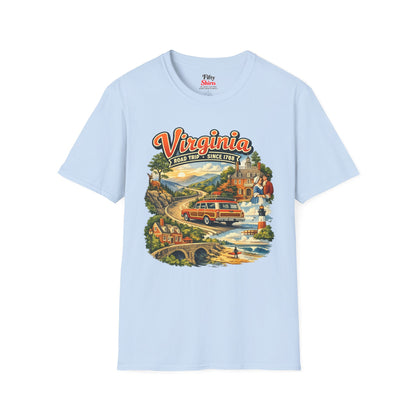 Virginia Road Trip Unisex Softstyle T Shirt State Pride Graphic Tee Collections FS03