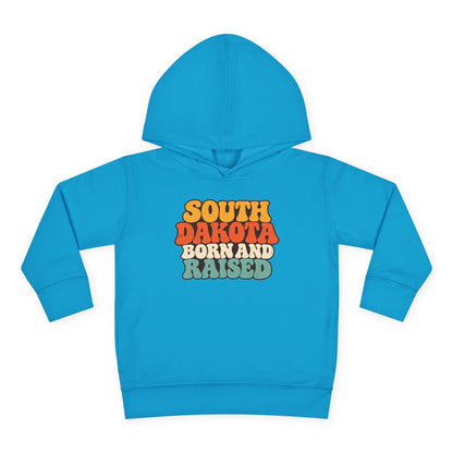 South Dakota Born and Raised Retro 1970s Unisex Toddler Pullover Fleece Hoodie