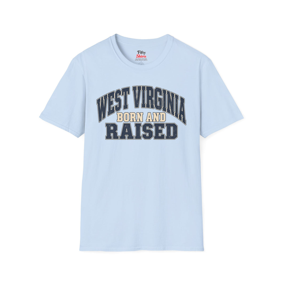 West Virginia Born and Raised Unisex Softstyle T Shirt State Name Graphic Tee