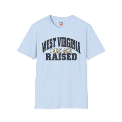 West Virginia Born and Raised Unisex Softstyle T Shirt State Name Graphic Tee