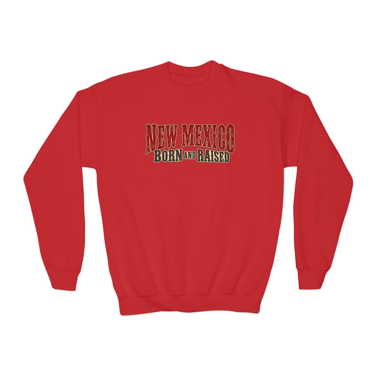 New Mexico Born and Raised Southwestern Heritage Unisex Youth Crewneck Sweatshirt Graphic