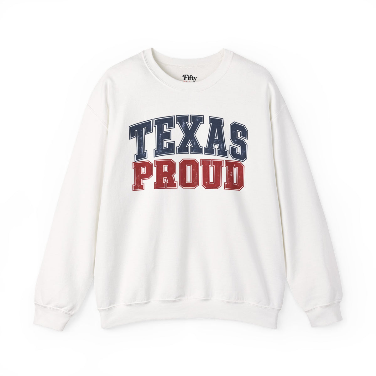 Texas Proud Unisex Crewneck Sweatshirt State Name Graphic