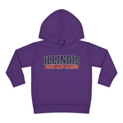 Illinois Born and Raised Midwest Americana Unisex Toddler Pullover Fleece Hoodie