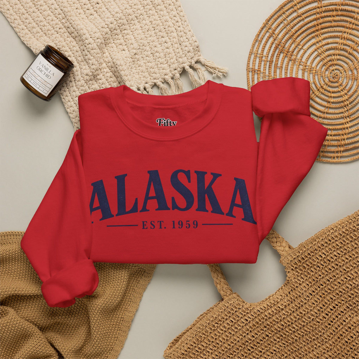 Alaska Est 1959 Unisex Crewneck Sweatshirt State Name Graphic