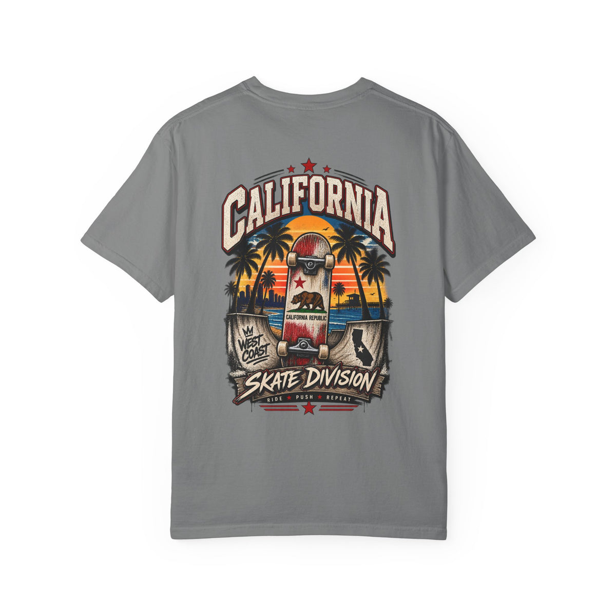 California Skate Division  Unisex Comfort Color 1717 Streetwear Graphic Tee
