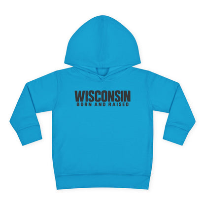 Wisconsin Born and Raised Minimal Modern Unisex Toddler Pullover Fleece Hoodie