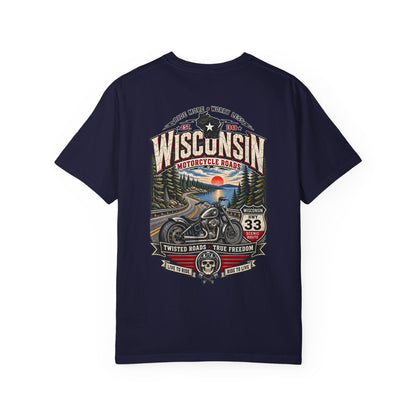 Wisconsin Motorcycle Roads Unisex Comfort Color 1717 Streetwear Graphic Tee