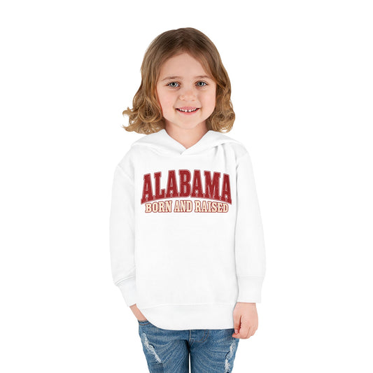Alabama Born and Raised Classic Southern Heritage Unisex Toddler Pullover Fleece Hoodie