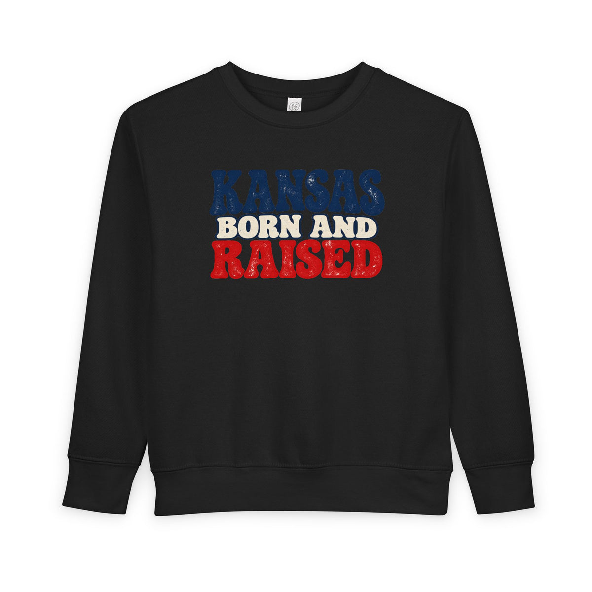 Kansas Born and Raised Retro 1970s Unisex Toddler Sweatshirt