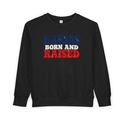 Kansas Born and Raised Retro 1970s Unisex Toddler Sweatshirt