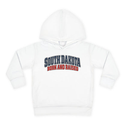 South Dakota Born and Raised Classic Collegiate Unisex Toddler Pullover Fleece Hoodie