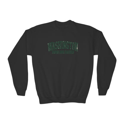 Washington Born and Raised Vintage Workwear Unisex Youth Crewneck Sweatshirt Graphic