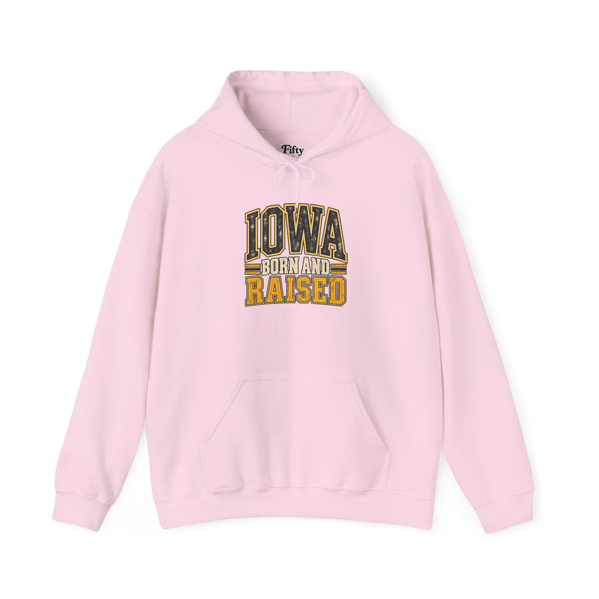 Iowa Born and Raised Unisex Hoodie State Name Graphic