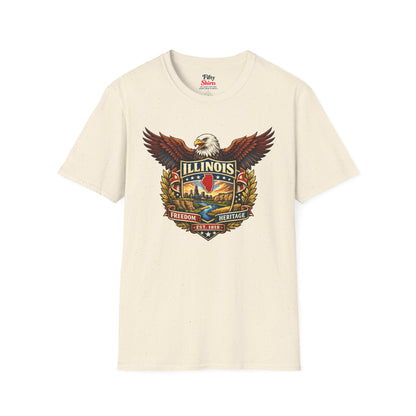 Illinois Americana Eagle Unisex Softstyle T Shirt State Pride Graphic Tee Collections FS03