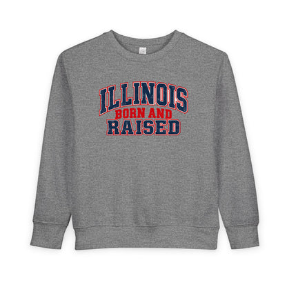 Illinois Born and Raised Vintage Collegiate Unisex Toddler Sweatshirt