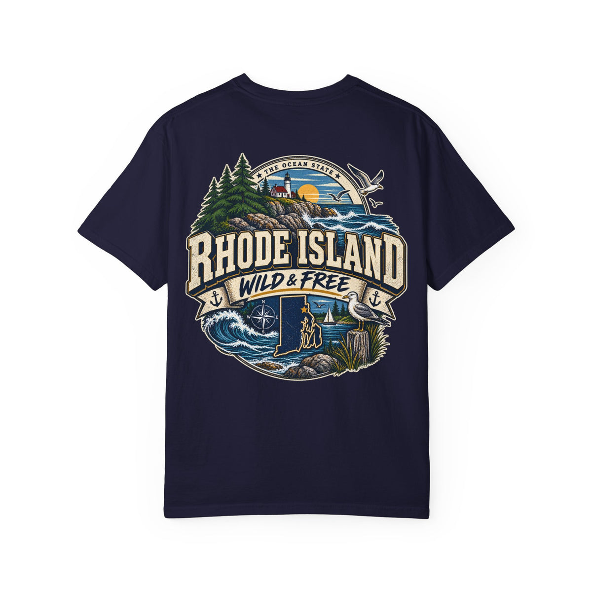 Rhode Island Wild & Free Unisex Comfort Color 1717 Streetwear Graphic Tee
