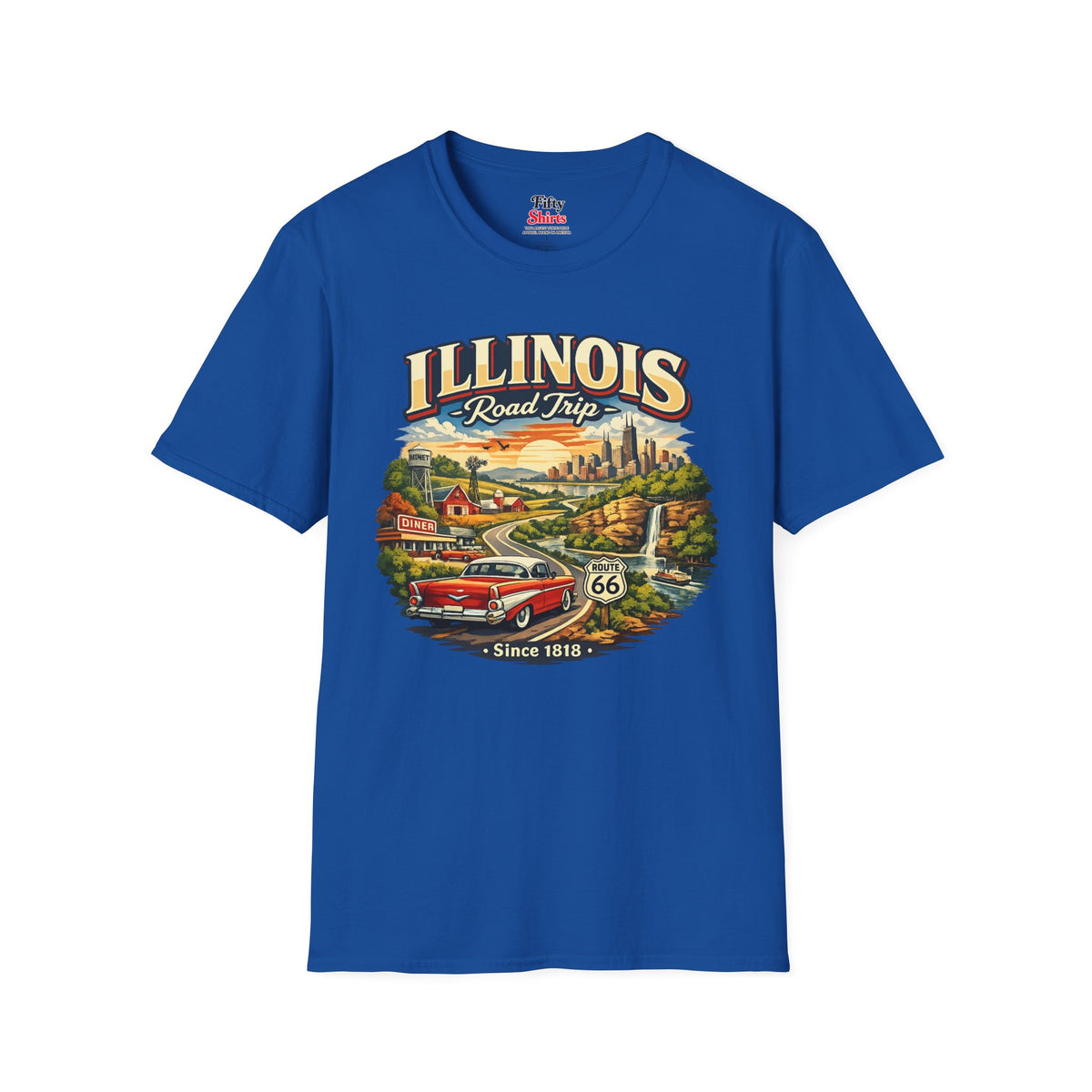 Illinois Road Trip Unisex Softstyle T Shirt State Pride Graphic Tee Collections FS03