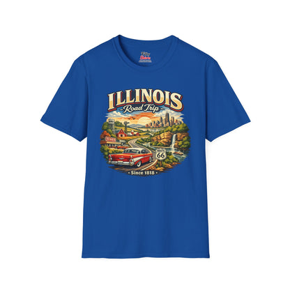 Illinois Road Trip Unisex Softstyle T Shirt State Pride Graphic Tee Collections FS03