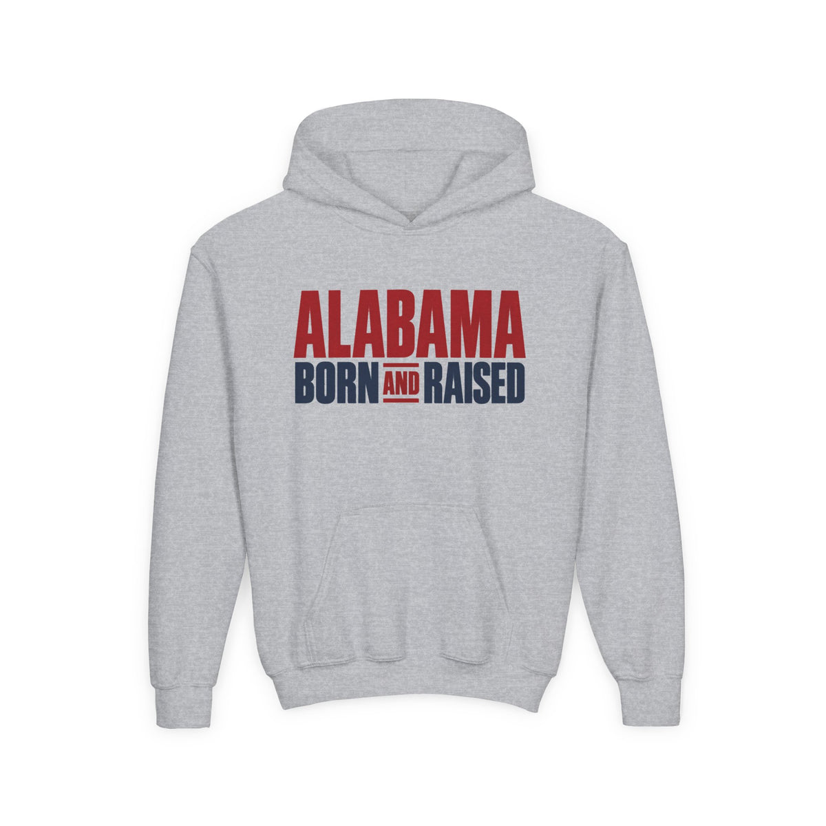 Alabama Born and Raised Minimal Heritage Unisex Youth Heavy Blend Hooded Sweatshirt Graphic