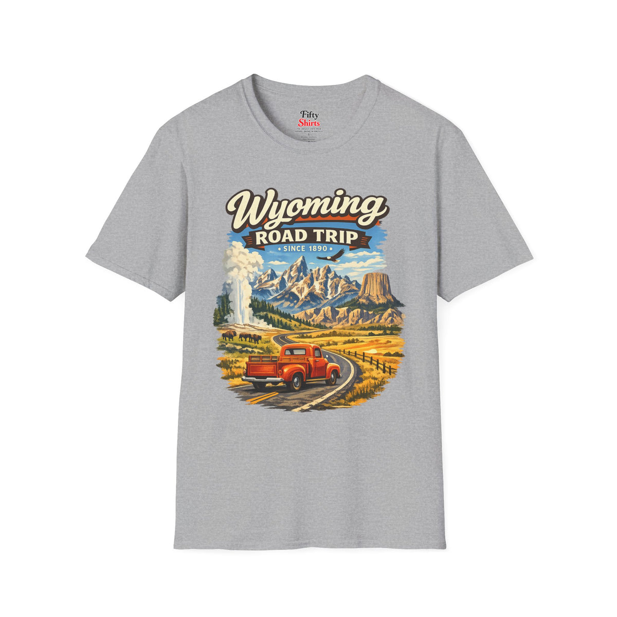 Wyoming Road Trip Unisex Softstyle T Shirt State Pride Graphic Tee Collections FS03
