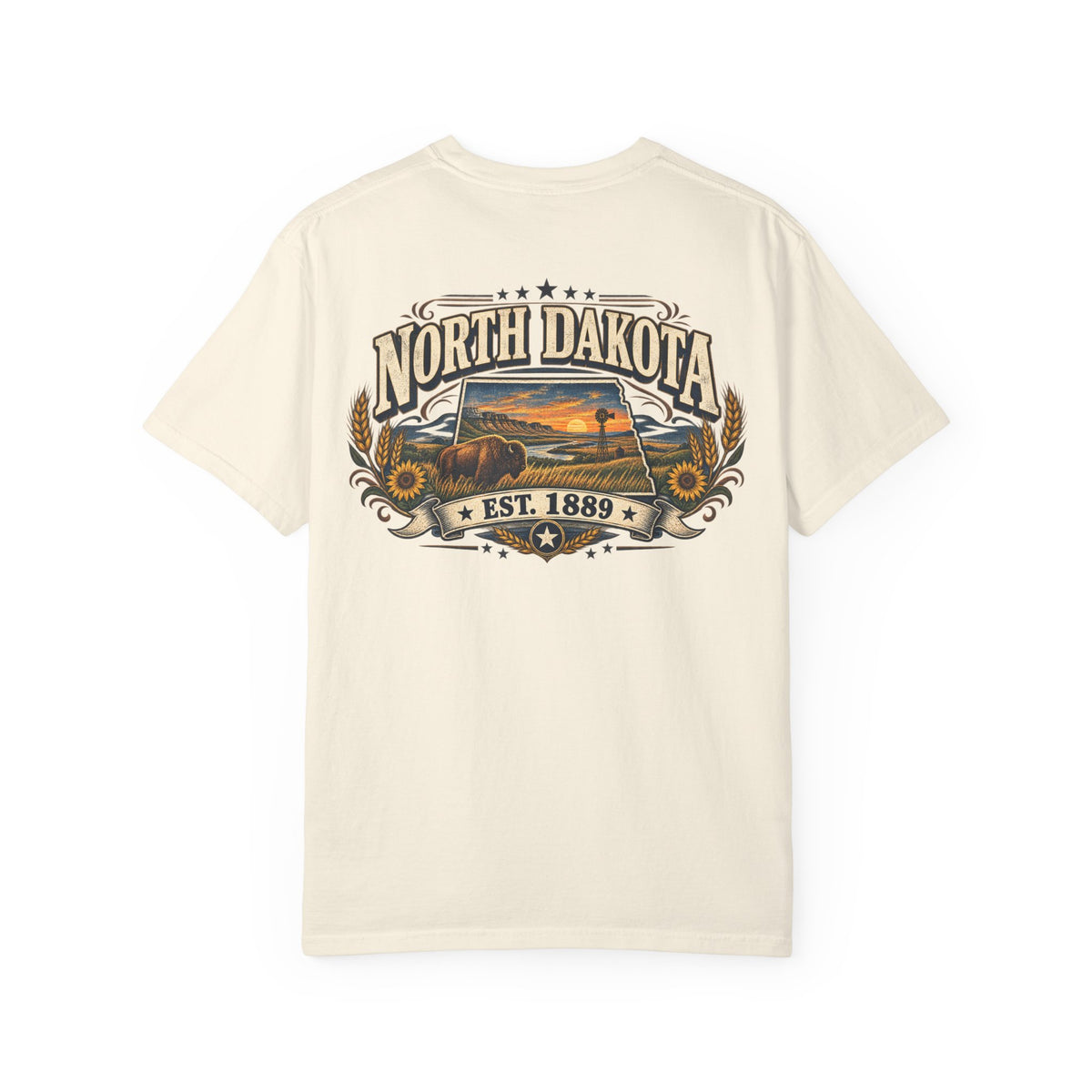 North Dakota Established 1889 Unisex Comfort Color 1717 Streetwear Graphic Tee