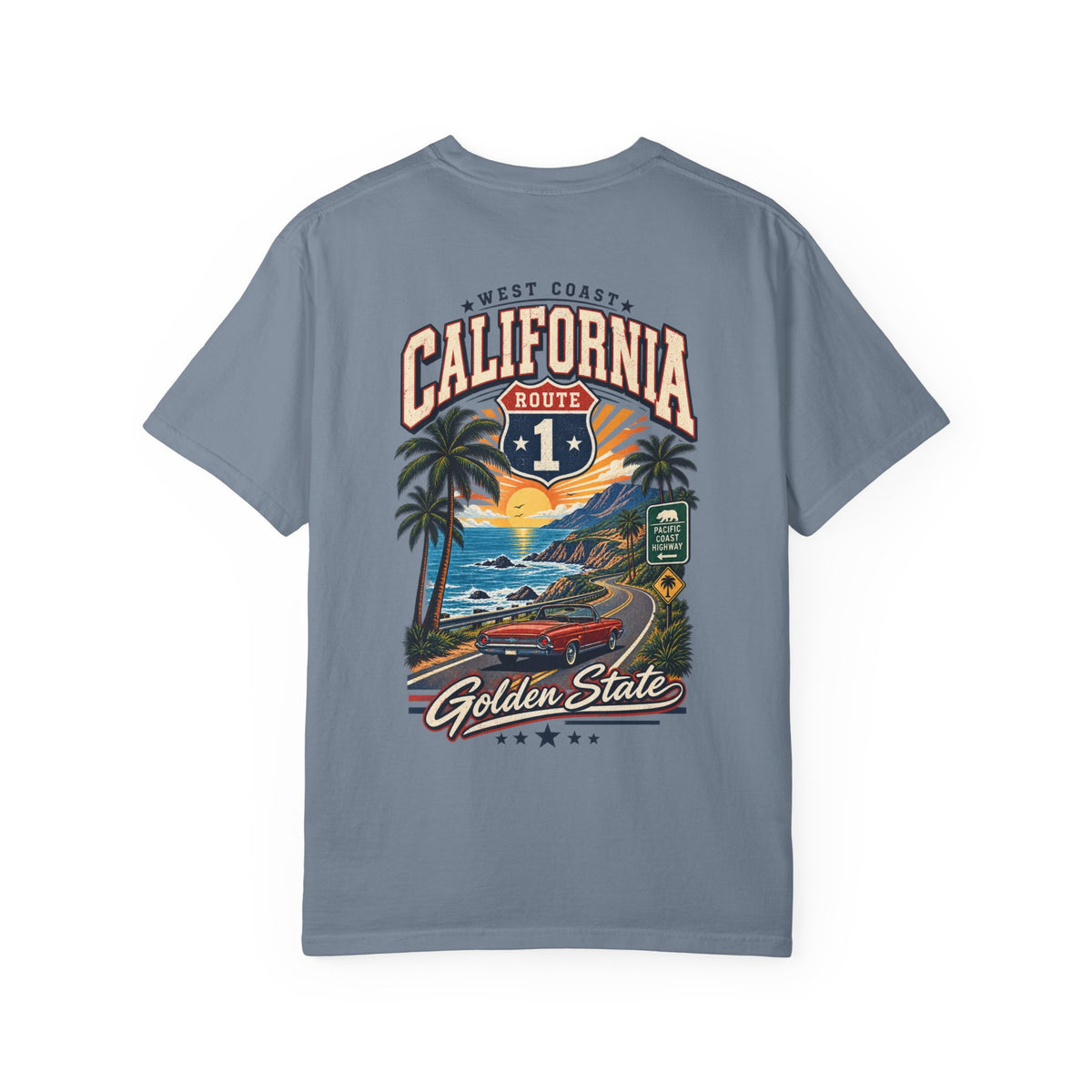 California West Coast Highway  Unisex Comfort Color 1717 Streetwear Graphic Tee