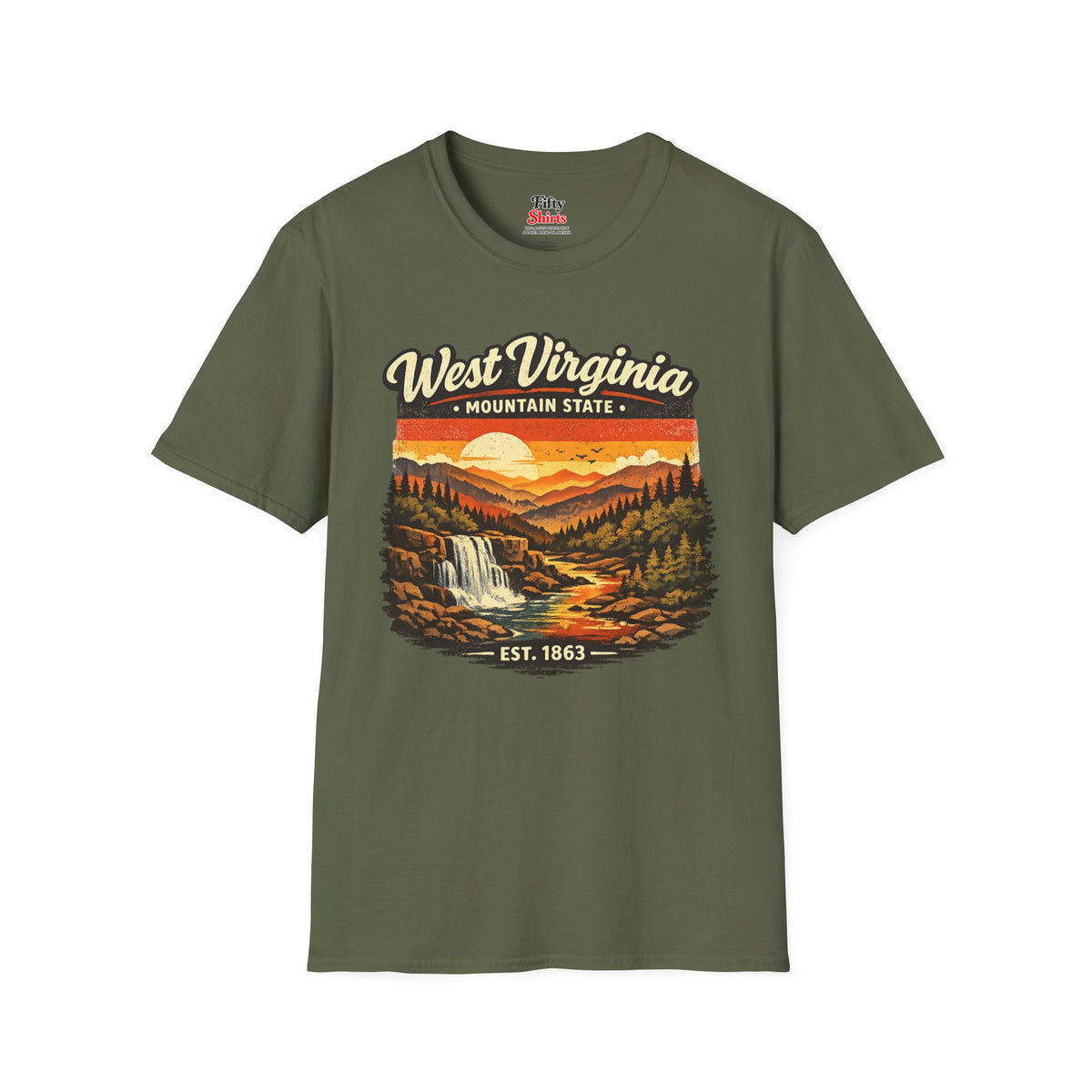 West Virginia Mountain Sunset Unisex Softstyle T Shirt State Pride Graphic Tee Collections FS03