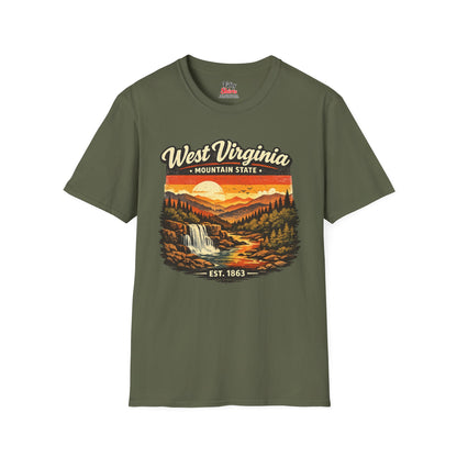West Virginia Mountain Sunset Unisex Softstyle T Shirt State Pride Graphic Tee Collections FS03