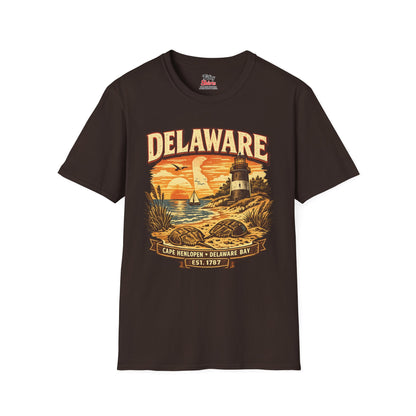 Vintage Delaware Heritage Unisex Softstyle T Shirt State Pride Graphic Tee Collections FS03