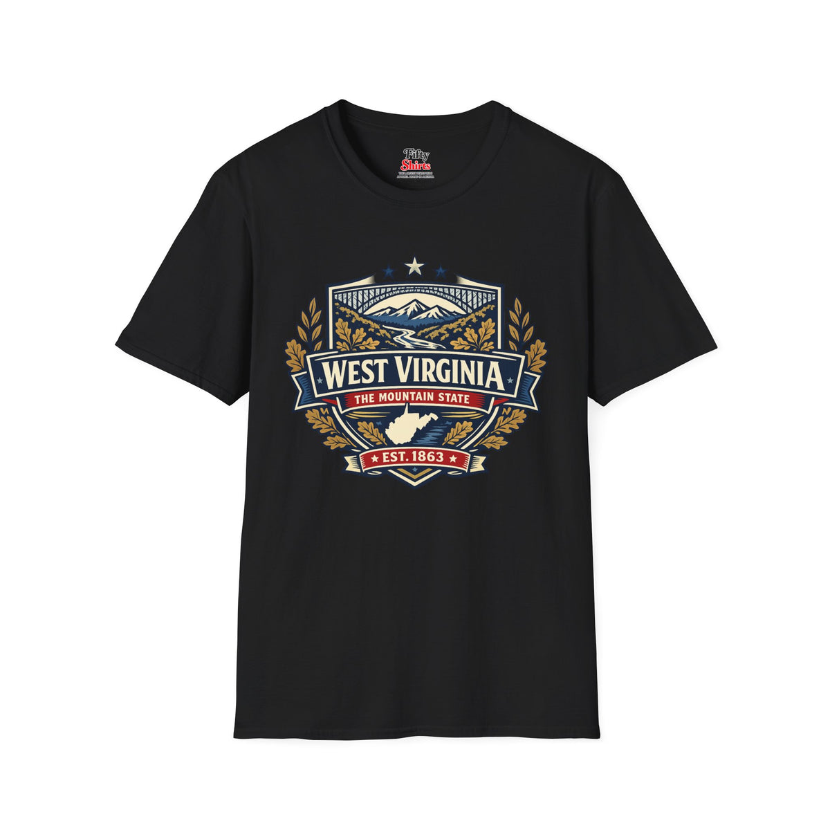 West Virginia Heritage Badge Unisex Softstyle T Shirt State Pride Graphic Tee Collections FS03