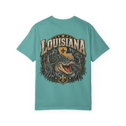 Louisiana Gator Emblem Unisex Comfort Color 1717 Streetwear Graphic Tee