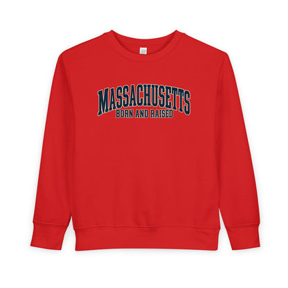 Massachusetts Born and Raised Classic Souvenir Style Unisex Toddler Sweatshirt