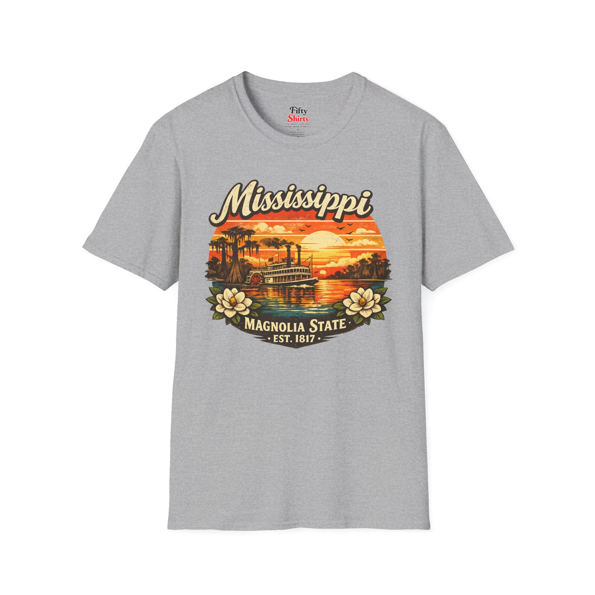 Mississippi River Sunset Unisex Softstyle T Shirt State Pride Graphic Tee Collections FS03