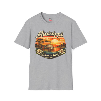 Mississippi River Sunset Unisex Softstyle T Shirt State Pride Graphic Tee Collections FS03