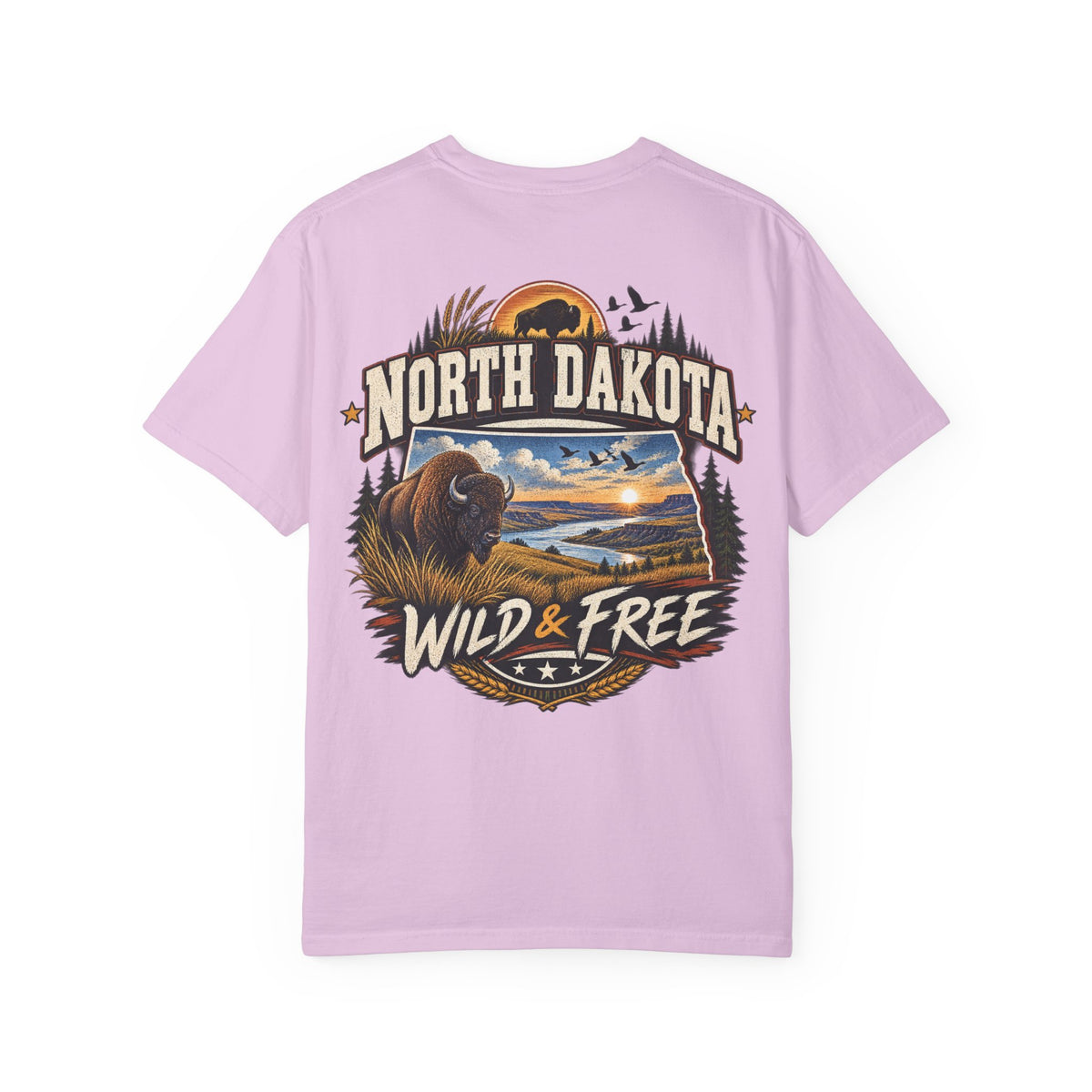 North Dakota Wild & Free Unisex Comfort Color 1717 Streetwear Graphic Tee
