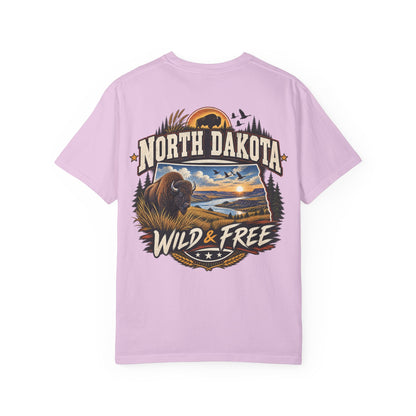 North Dakota Wild & Free Unisex Comfort Color 1717 Streetwear Graphic Tee