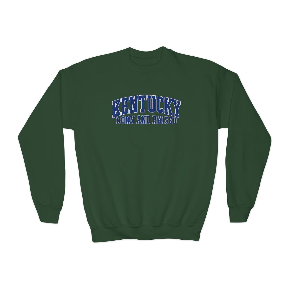 Kentucky Born and Raised Classic Collegiate Unisex Youth Crewneck Sweatshirt Graphic