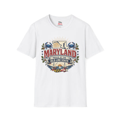 Maryland State Pride Unisex Softstyle T Shirt State Pride Graphic Tee Collections FS03
