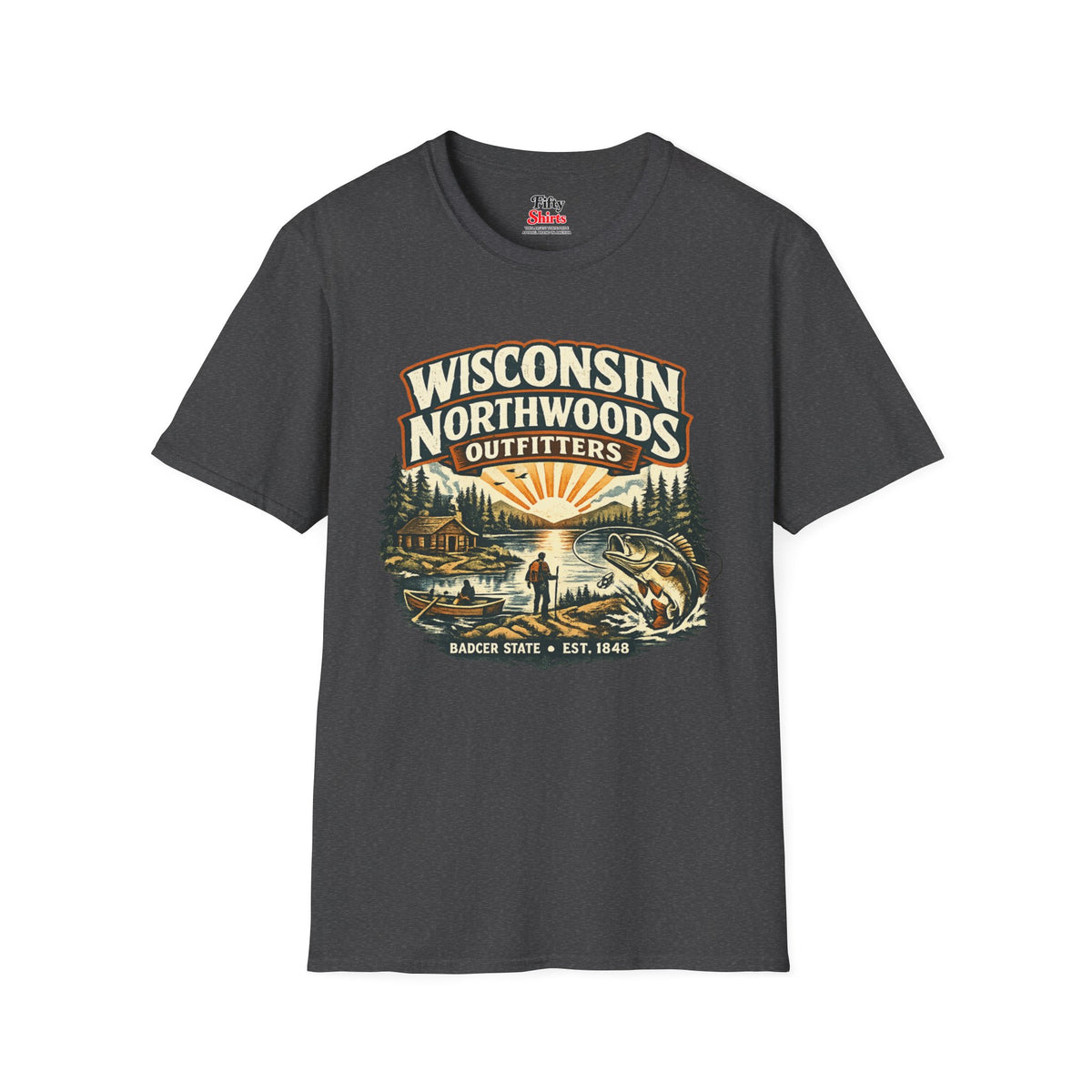 Wisconsin Northwoods Outfitters Unisex Softstyle T Shirt State Pride Graphic Tee Collections FS03