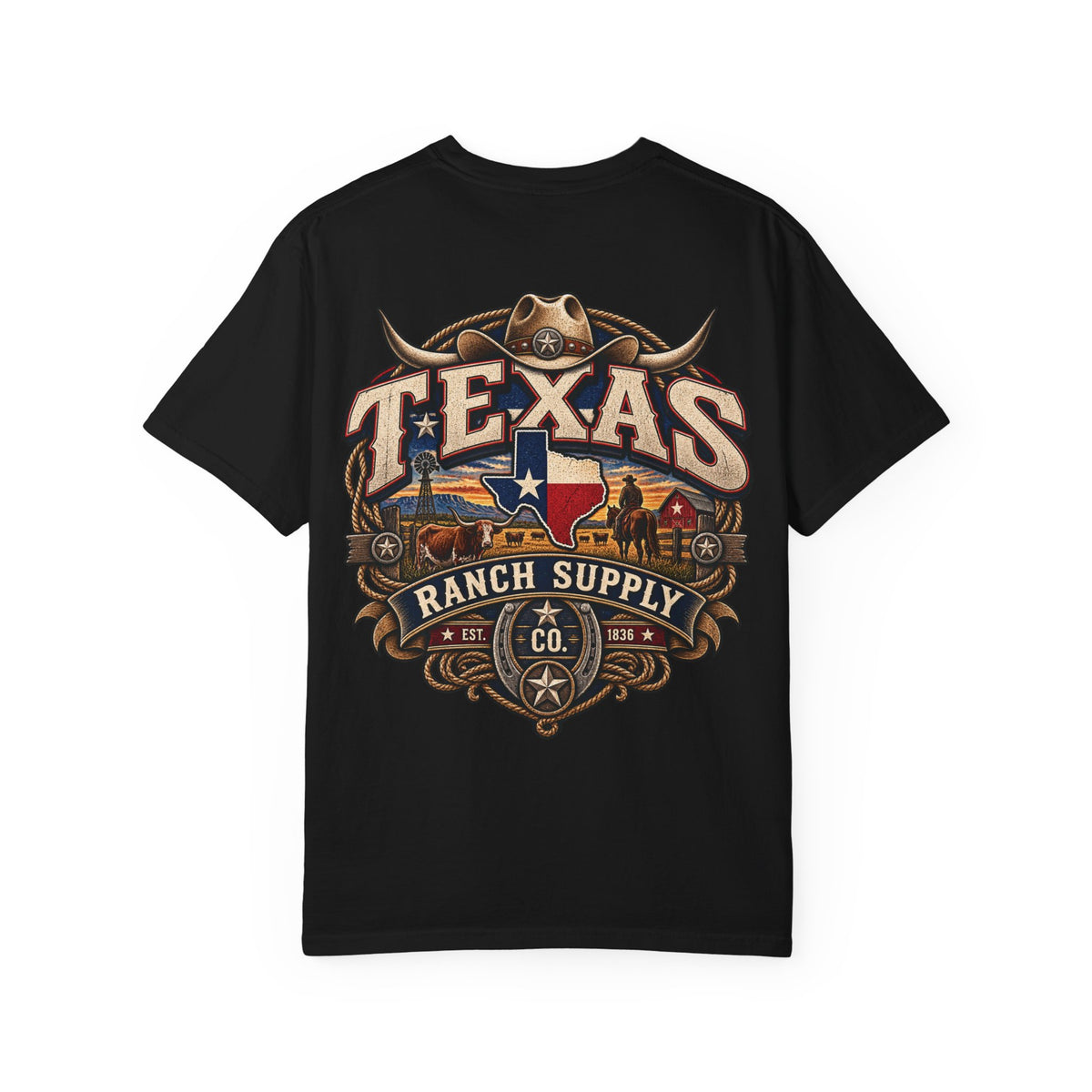 Texas Ranch Supply Co. Unisex Comfort Color 1717 Streetwear Graphic Tee