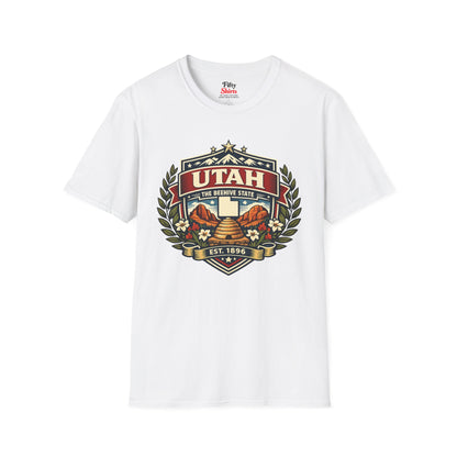 Utah Heritage Badge Unisex Softstyle T Shirt State Pride Graphic Tee Collections FS03