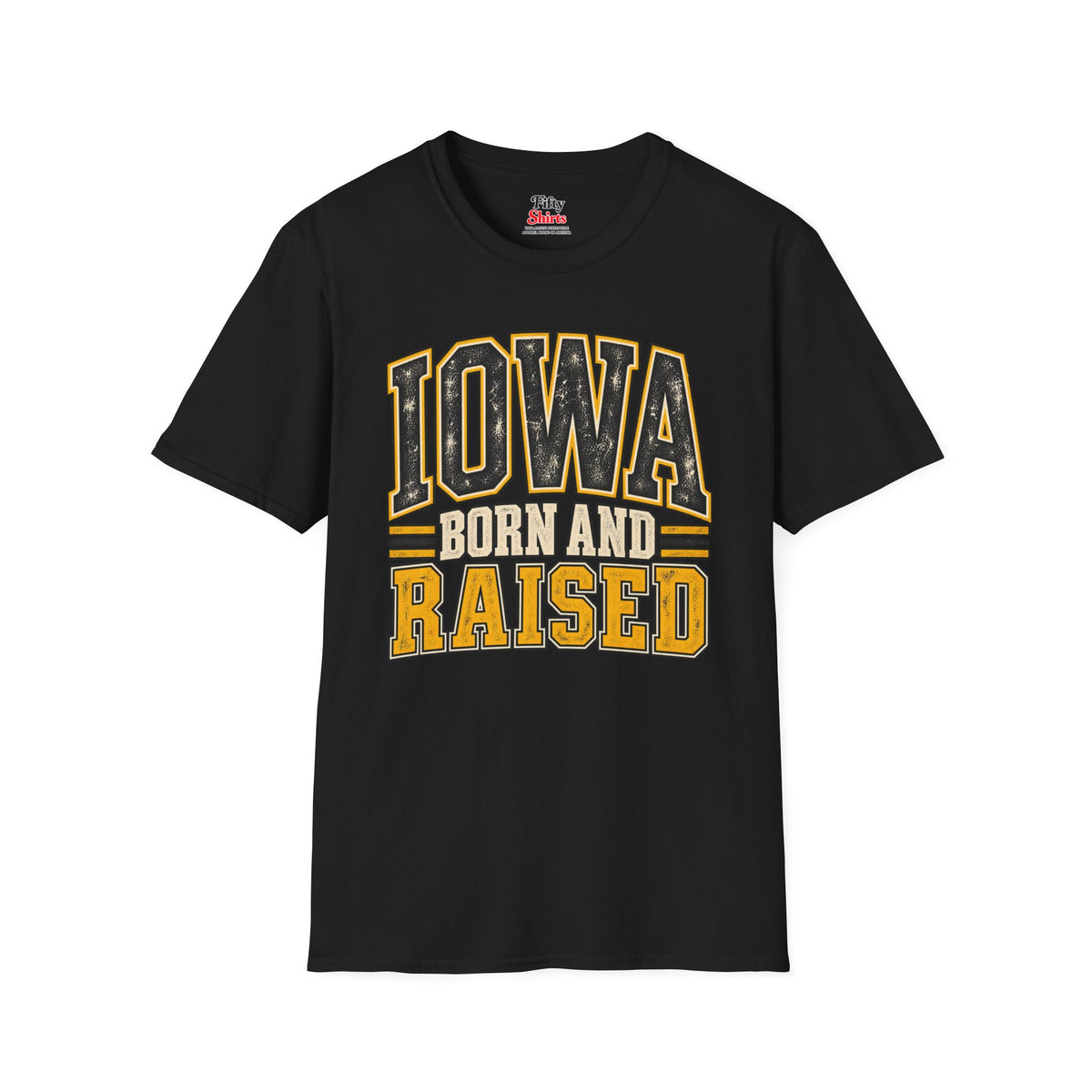 Iowa Born and Raised Unisex Softstyle T Shirt State Name Graphic Tee