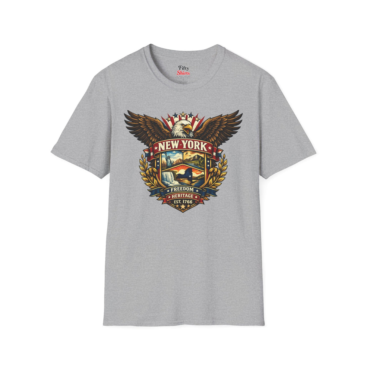 New York American Eagle Unisex Softstyle T Shirt State Pride Graphic Tee Collections FS03
