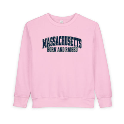 Massachusetts Born and Raised Vintage Collegiate Unisex Toddler Sweatshirt